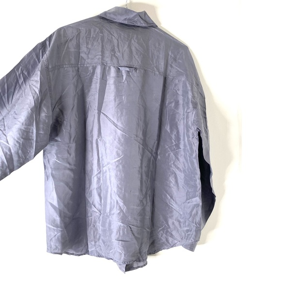 Jonathan Martin Silk Metallic Grey Button Blouse - Picture 7 of 8